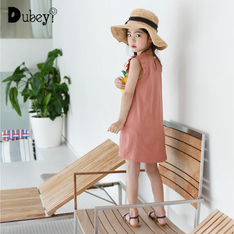 

Summer Solid Brief A-Line Kids Frocks Clothes for 4-12 Years Girl Elegant Sundress for Holiday Party