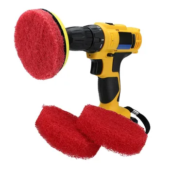 

3x Pads + 1x Plate Car Polishing Tools Power Scrubber Electric Drill Plate Household Cleaning Sofa Bathroom Tile Waxing Kit New