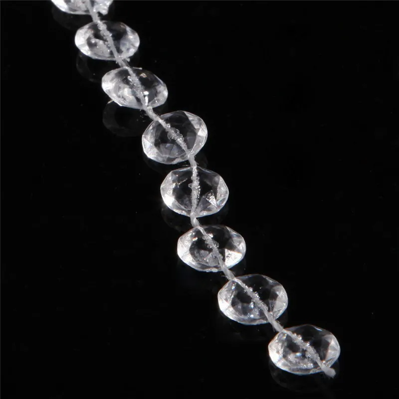 1 Roll 10M Beads Garland Octagonal Strand Acrylic Crystal Beads Curtains DIY Window Door Wedding Party Passage Backdrop Decor