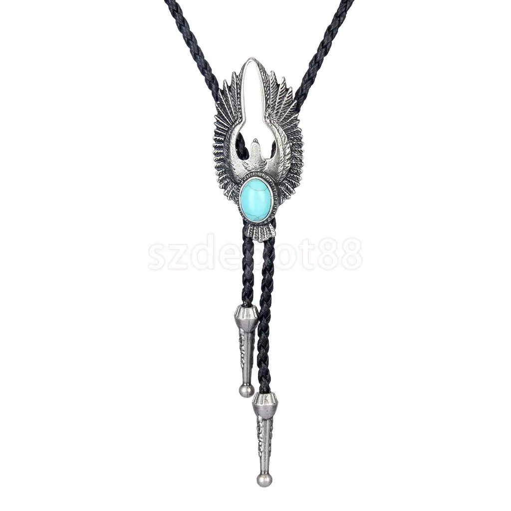 Vintage Alloy Eagle Shape Western Cowboy Bolo Tie Necktie Ancient silver  