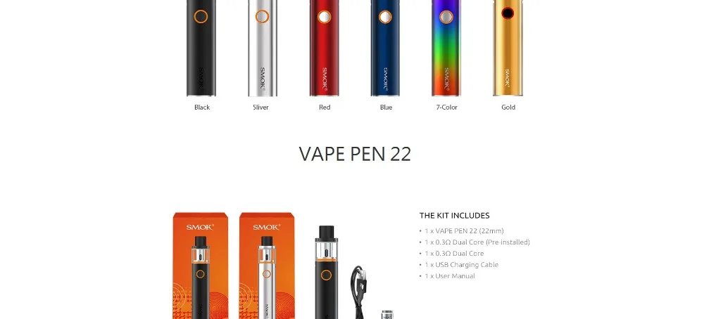 Original Electronic Cigarette Smok Vape Pen 22 Kit Built-in 1650mah Vape Pen 22 Tank 0.3 ohm E Cigarettes VS ego aio Vaporizer (3)