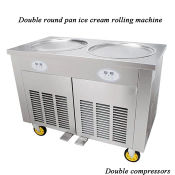 

marble cold stone fried ice cream machine double pan with Japan Compressor