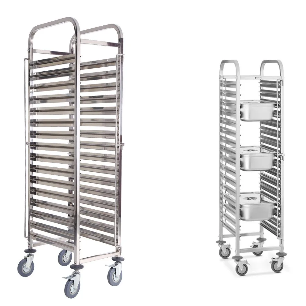 

(Ship from EU) Large 16 Tiers Stainless Steel Catering Hotel Restaurant Home Bakery Cake Trolley shopping Cart Basket