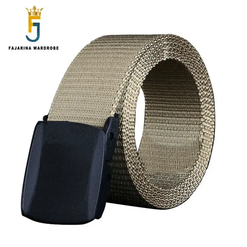 

FAJARINA High Quality Plastic Smooth Buckle Canvas Automacit Styles Strap Belts for Men Freeshipping 130cm Length CPBT0004