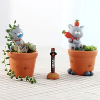 

Cute Cartoon Cat Flower Pots Decorative Stand Resin Container Plant Pot For Gift Home Garden Office Desktop Decoration