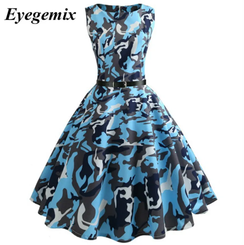 2018 Women New 50s 60s Retro Vintage Dress Polka Dot Sleeveless Spring Summer Red Flora Print Rockabilly Swing Party | Женская одежда