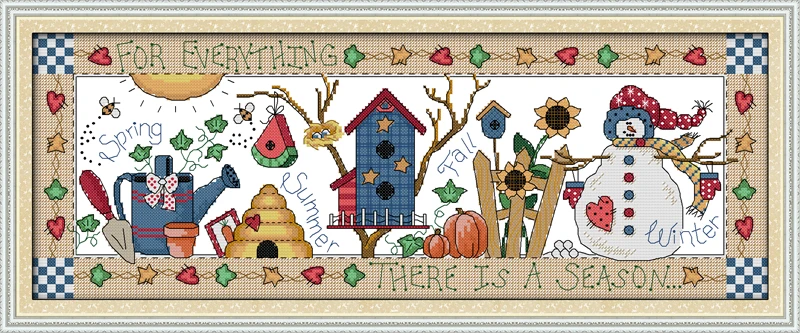 

Four seasons cross stitch kit cartoon 14ct 11ct count print canvas stitching embroidery DIY handmade needlework