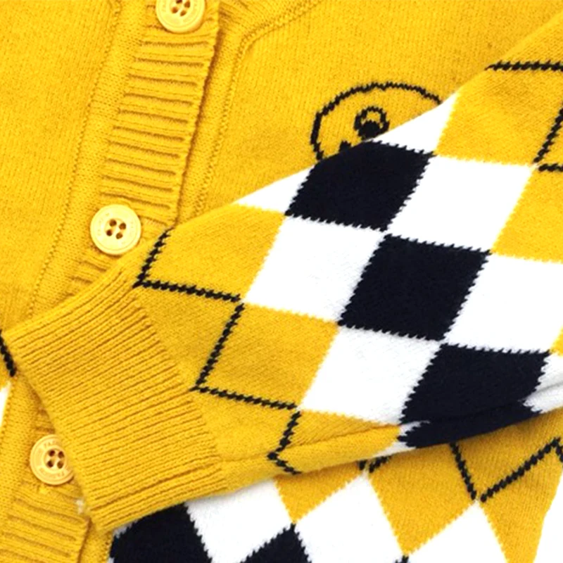 Casual Plaid Baby Boys Sweater Knitted Infant Baby Cardigan Sweater V-Neck Long Sleeve Sweater For Boys Autumn Baby Boy Clothing (5)