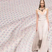 Перламутровый шелк, розовые маленькие цветы, с принтом, морщинка, шифон, шелк тутового шелкопряда, материалы, летнее платье, сделай сам, одежда, ткань