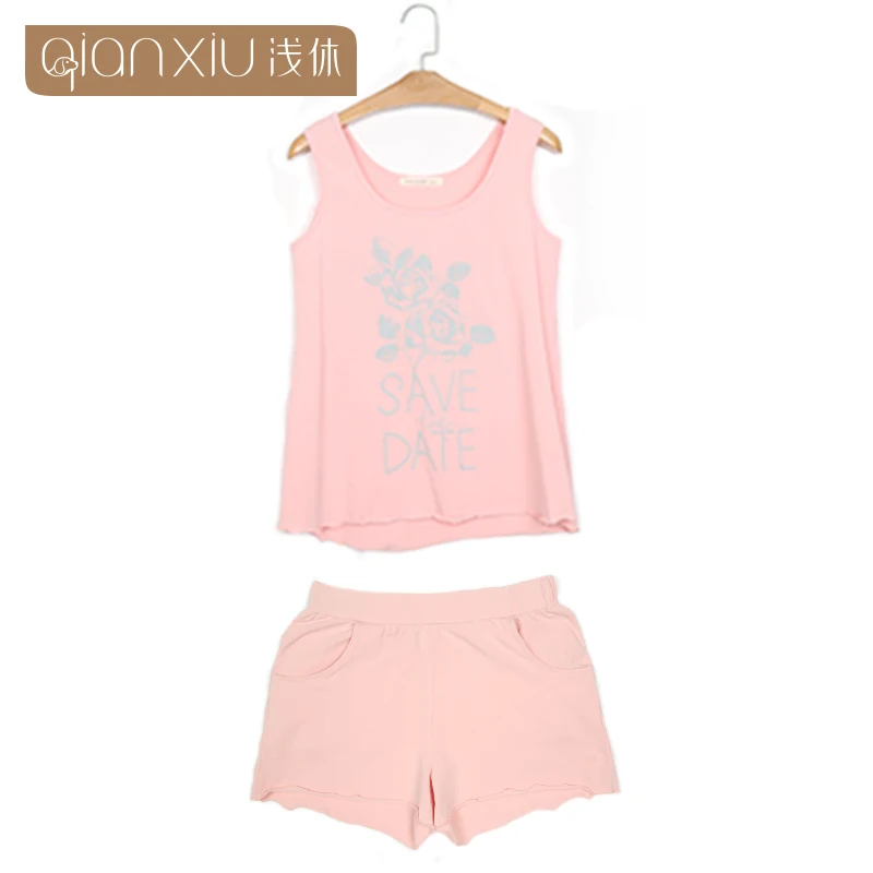 Qianxiu пижамы комплект для женщин рукавов Pyjama роковой 95% хлопок Homedress|pajama sets for
