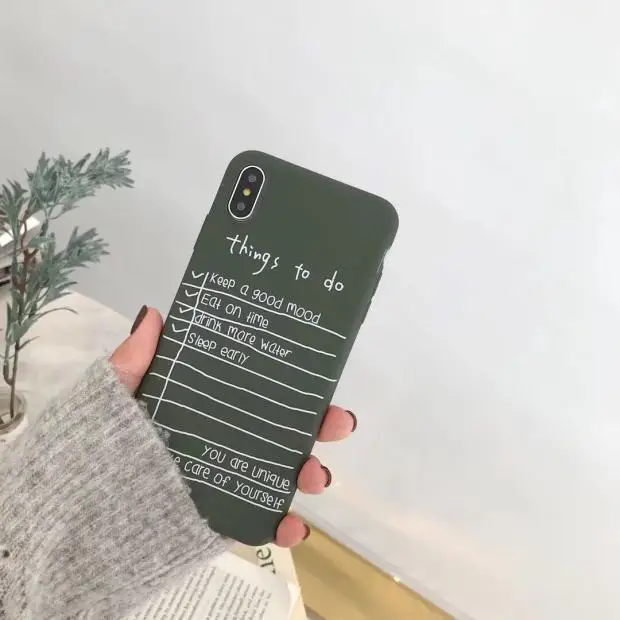 Aoweziic Korean couples simple and fresh sticky notes for iPhone XS XS MAX phone case 6S 7Plus English letters anti-fall shell