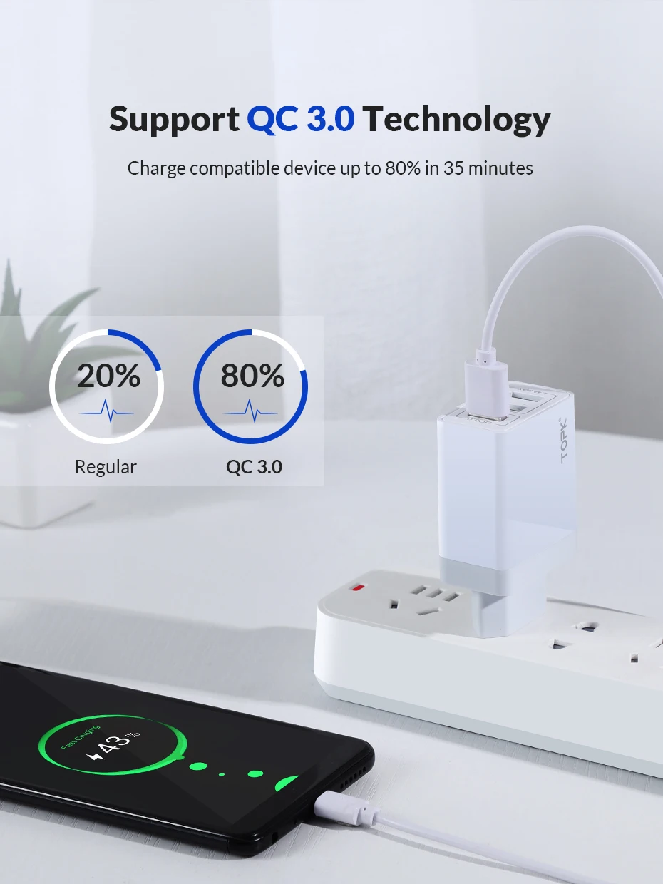 TOPK B348Q Quick Charge 3,0 USB Зарядное устройство QC3.0 быстрой зарядки нескольких Зарядное устройство для samsung S10 Xiaomi Mi9 путешествия Сетевое зарядное устройство для телефона