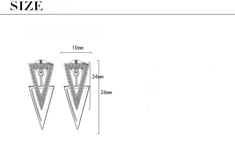 Модные женские серьги-гвоздики из серебра 925 пробы с блестящими кристаллами и треугольным дизайном, ювелирные изделия для женщин, подарок на день рождения, не вызывает аллергии, дешево