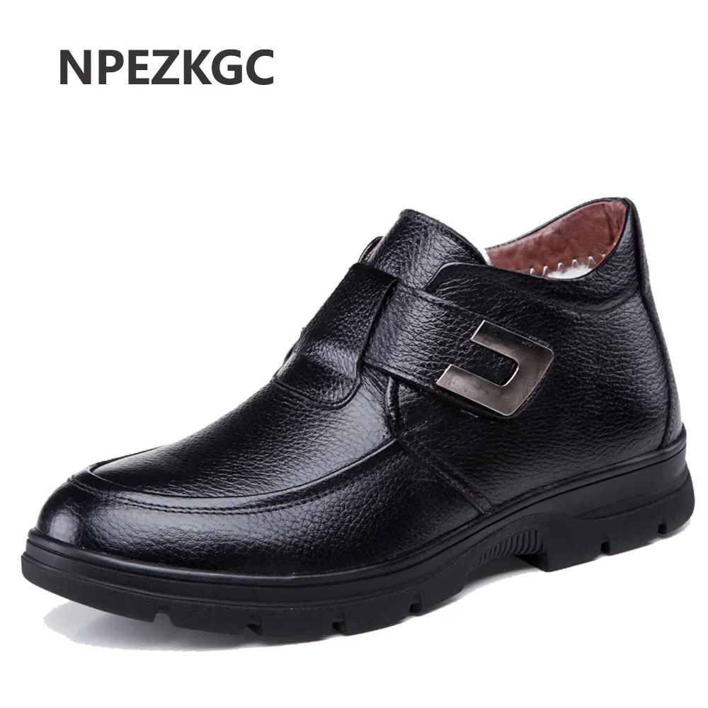 

NPEZKGC Men Boots Winter With Fur Warm Snow Black Boots Men Shoes Fashion Male Rubber Winter Working Combat Ankle Boots