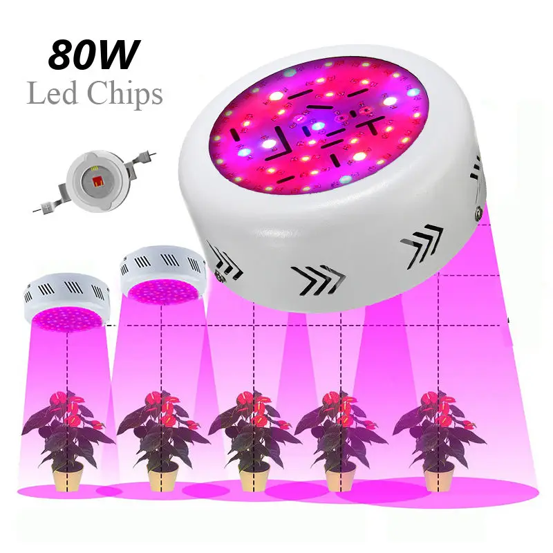 

AC85-265V 80W LED Grow Light Full Spectrum Growth Lamp Bulb 36pcs Chips for Hydroponic Greenhouse Plants Indoor Flower Lighting