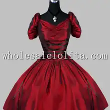 Готическая красная шелковая кружевная короткая викторианская готика платье