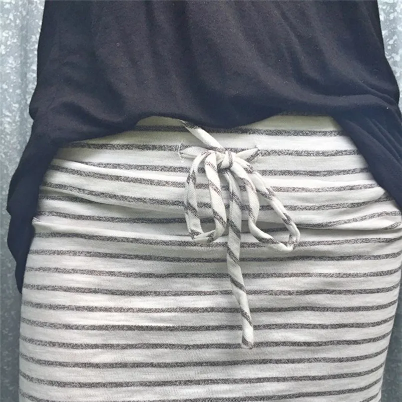 2019 pleated skirt Cotton striped elastic band skirt Women Sexy Stripe Skirt Summer Elastic Short Skirt faldas largas mujer R24 (7)