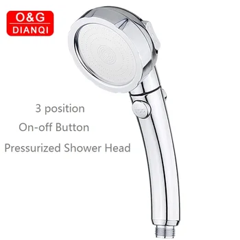 

3Position Adjustable Water Saving Shower Head Three Mode Shower Head Water Pressure Boost Shower Head with Water Control Button