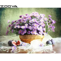 ZOOYA алмазная живопись 5D «сделай сам» Вышивка крестом комплект вышивки фиолетовый Хризантема горный хрусталь мозаичная картинка R1210