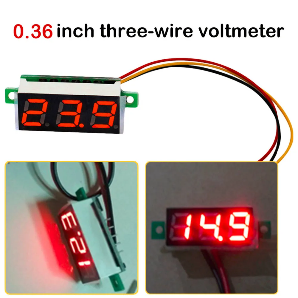 Мини 0,36 дюйма постоянного тока 0-100 в 3 бита цифровой Красный светодиодный дисплей Панель измеритель напряжения вольтметр тестер три линии