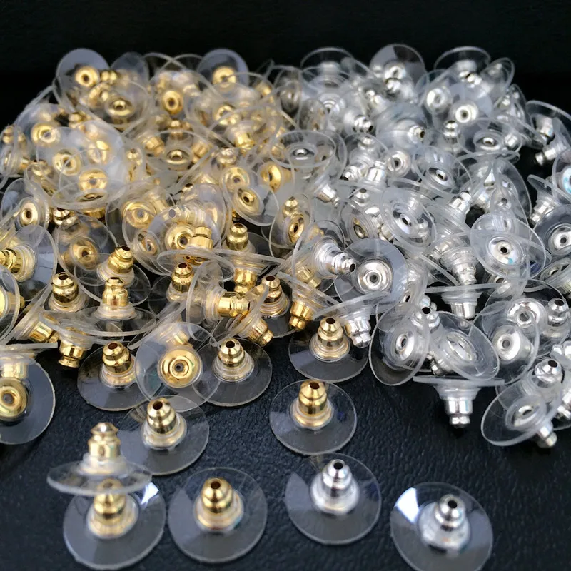 Scolour 500pcs SILVER/18K Gold/Platinum Rhodium Tone Hypo Allergenic Bullet Clutch Earring Backs Plastic With Pad iFree shipping | Украшения