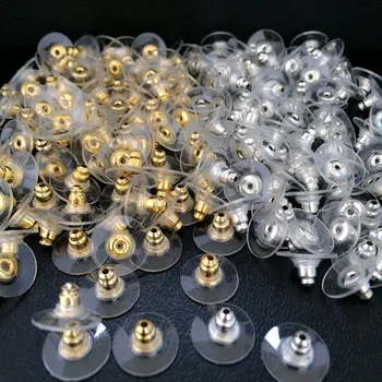 

Scolour 500pcs SILVER/18K Gold/Platinum Rhodium Tone Hypo Allergenic Bullet Clutch Earring Backs Plastic With Pad iFree shipping