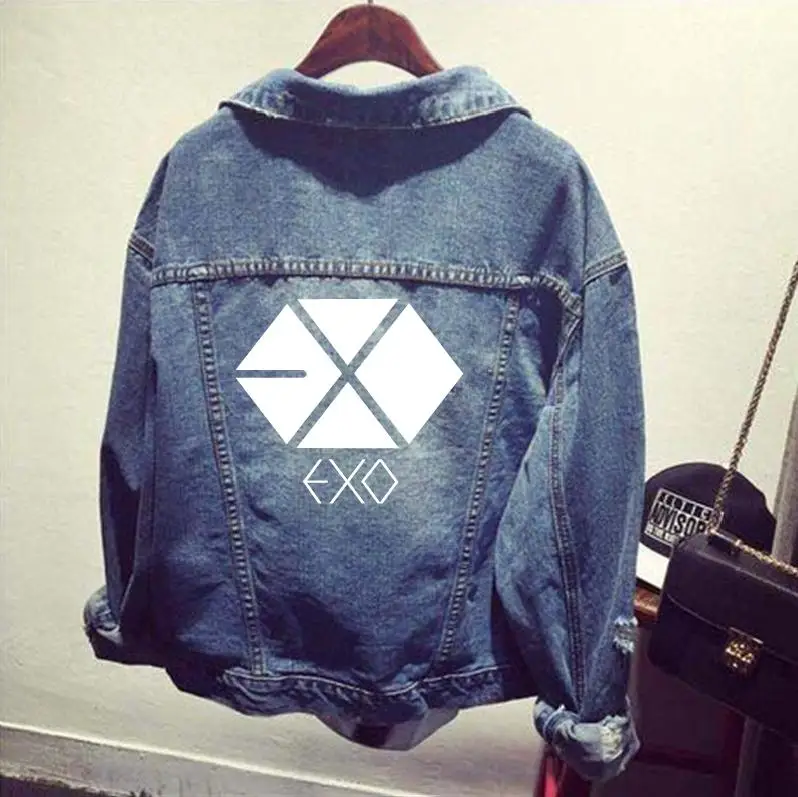 Kpop EXO GOT7 jin suga одежда рубашка джинсовая рваная куртка пальто Женская бейсбольная Толстовка форменная верхняя одежда топы толстовки - Цвет: 9