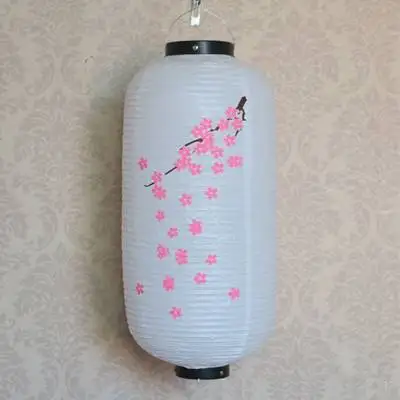 Длинный/круглый фонарь с изображением сакуры Открытый водонепроницаемый ПВХ японский ресторан фонарь рекламные фонари ресторанный Декор - Цвет: Черный