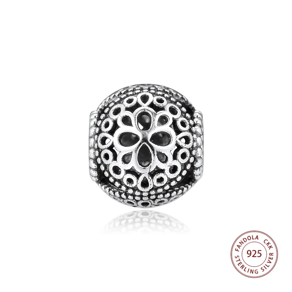 

CKK Fits Pandora Bracelet Argent 925 Sterling Silver Openwork Flower Charms Beads for Women DIY Jewelry Making