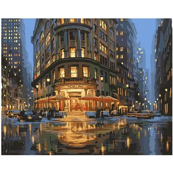 

WONZOM Street Light-Framed Wall Picture,DIY Oil Painting By Numbers kit,Acrylic Paint,Canvas Paintings, Paint By Numbers 40x50cm