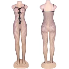 Сексуальное женское нижнее белье прозрачные спереди атласные банты ажурные сетчатые трико с открытой промежностью боди