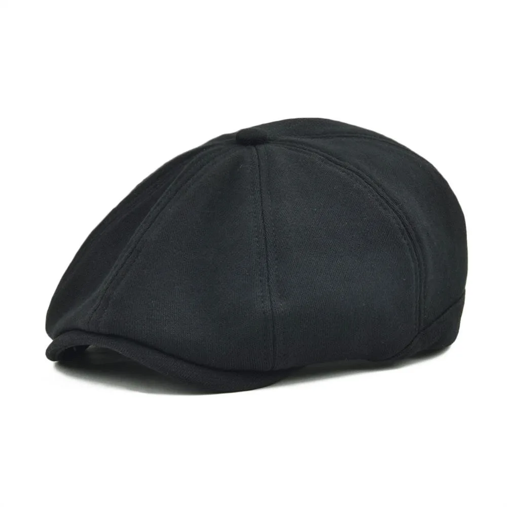 

VOBOOM Big Size Cotton Men Women Black Flat Ivy Beret Cap Soft Solid Color Boina Driving Cabbie Hat Adjustable Newsboy Caps 321