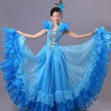 Испанский костюм для современных танцев, цельнокроеное платье для танцев, платье принцессы для представления, одежда 6 цветов