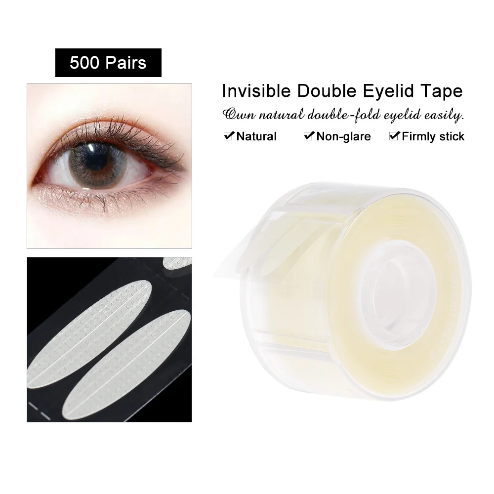 

500 Pairs Adhesive Invisible Double Fold Eyelid Tape Stickers Eye Lift Stripe Paste Clear Beige