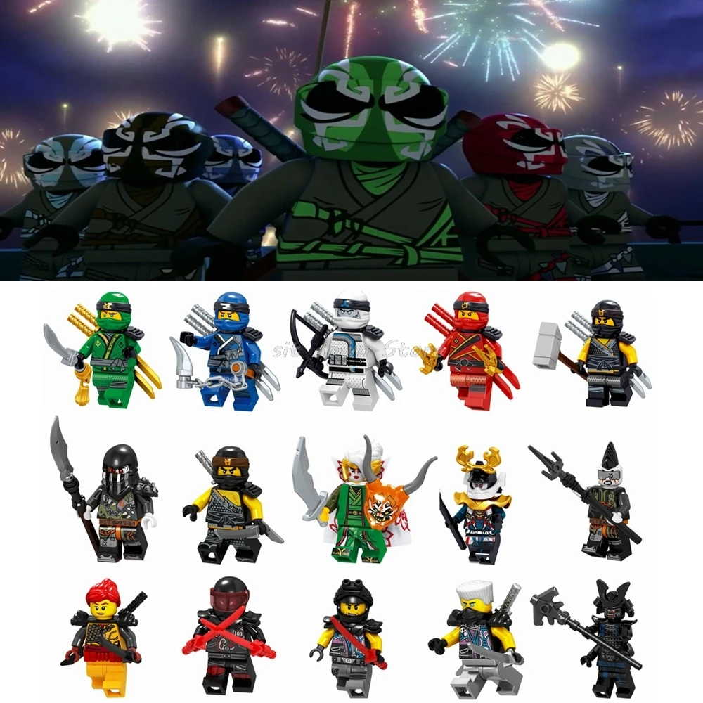 

Legoing Ninjago Movie Masters of Spinjitzu fiugres NYA LLOYD JAY ZAME KAI COLE Model Building Blocks Toys for Children Legoing