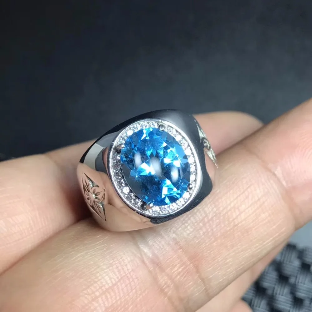 Королевское голубое топаз мужское кольцо 925 серебряное заказное кольцо размер Новое рекомендуемое простое кольцо