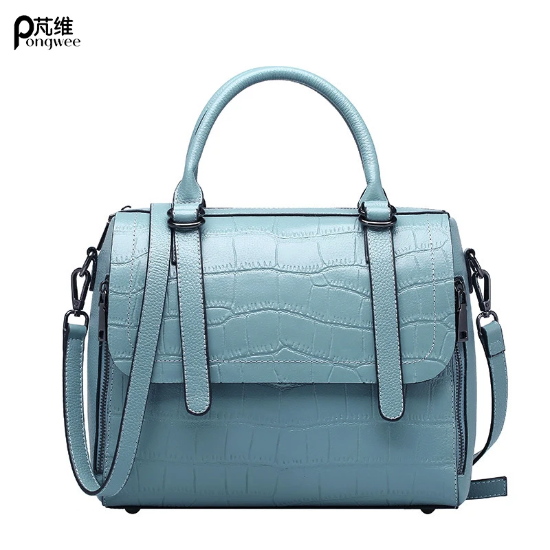 

PONGWEE 2017 Genuine Leather Women Bags Fashion Real Leather Luxury Handbags Women Bags Designer Shoulder Bags