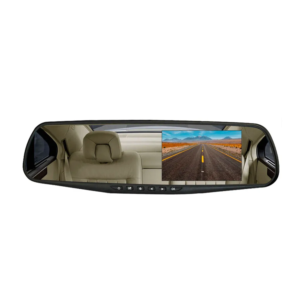 Автомобильный видеорегистратор, камера с двумя объективами, зеркало заднего вида, Full HD 1080 P, рекордер для вождения, ночное видение, циклическая запись, спринт, камера - Название цвета: Черный