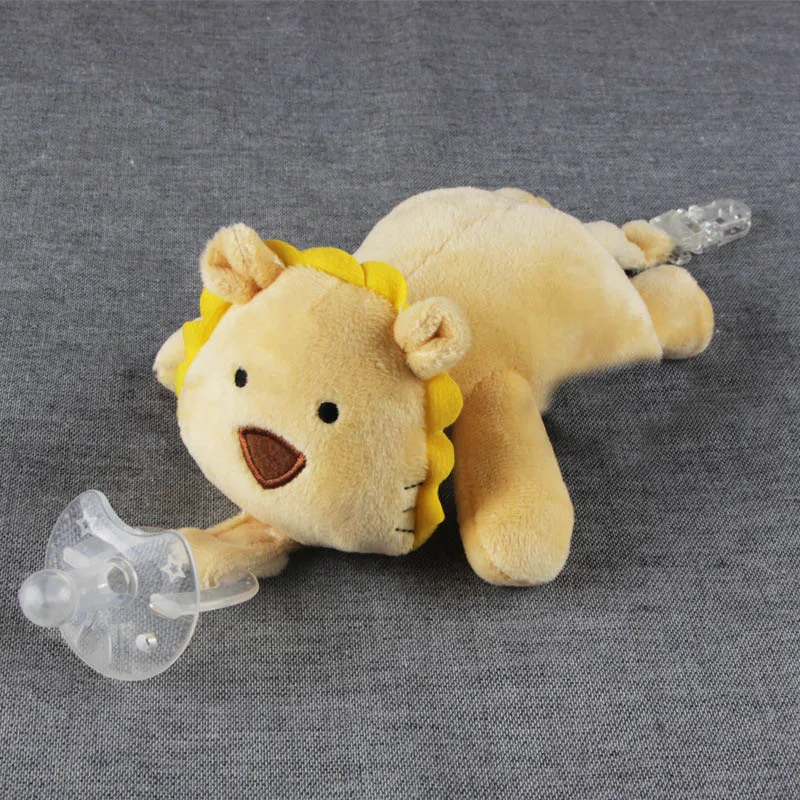 Baby Cartoon Animal Pacifier Infant Cute Plush Nipple Soother Training Toys Kids Soother Nipple Dog Lion Pacifier Clip T0713 (12)