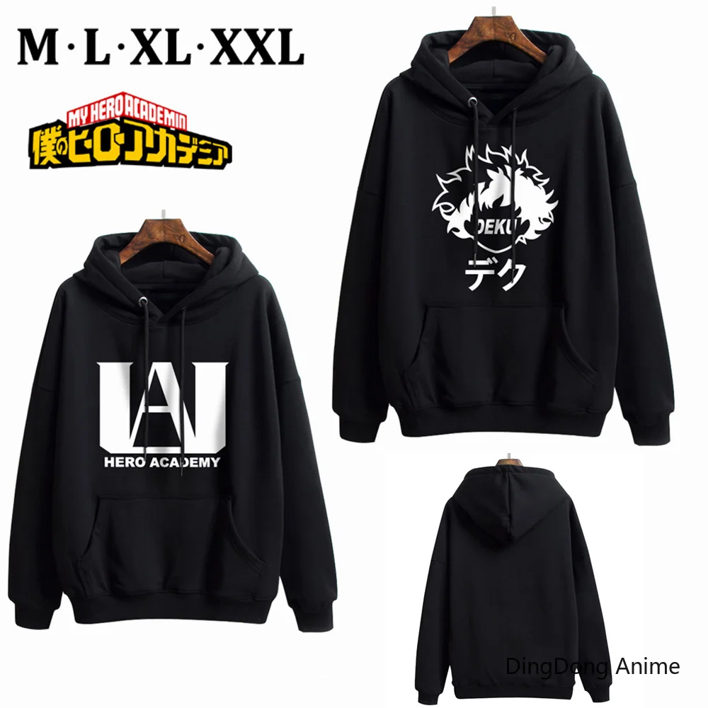 

Anime My Boku no Hero Academia Pullover Sweatshirts Midoriya Izuku Casual Black Men's Hoodies Jacket Coat Tops streetwear