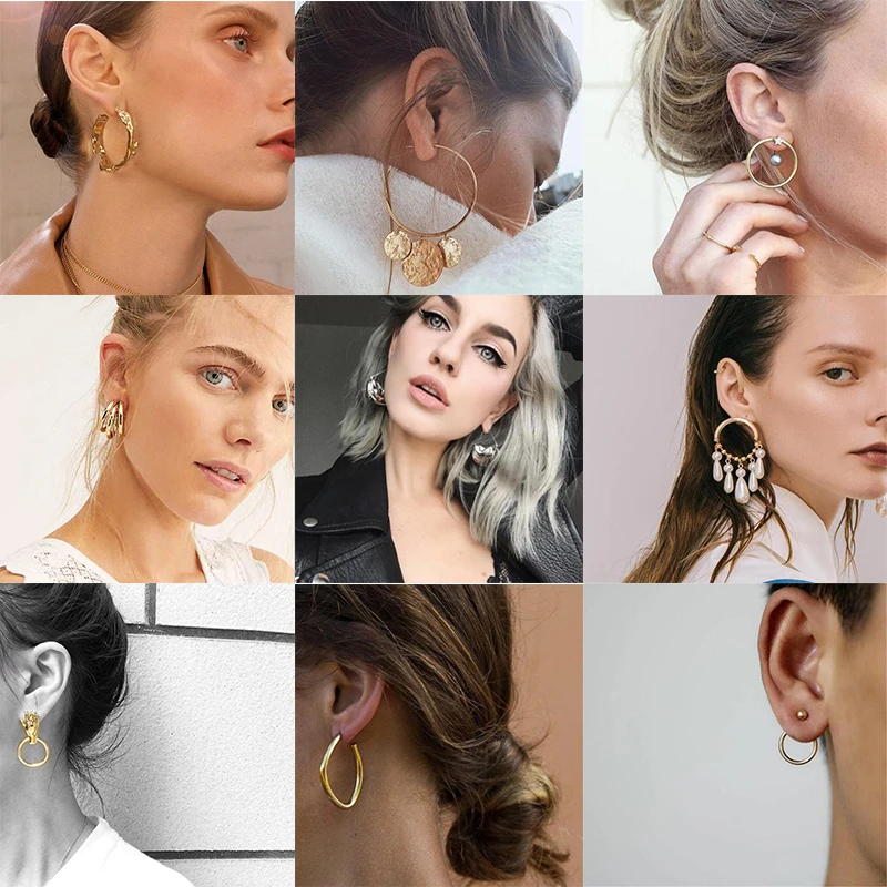 

HuaTang Fashion Gold Color Water Drop Dangle Earrings for Women Girl Metal Geometry Big Circle Pearl Earrings Jewelry Pendientes