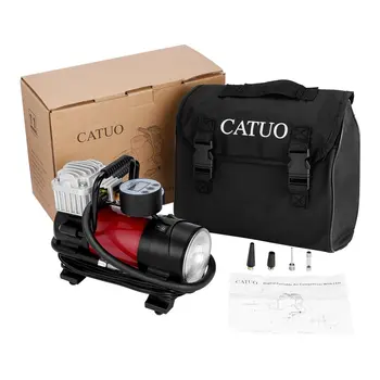 

CATUO Digital Portable Air Compression Tire Inflator With LED Pump to 150 Psi 12V DC Large LCD Display Fast Inflation