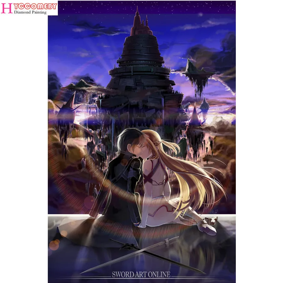 

5D square Diamond Painting Japan Anime Sword Art Online DIY full Diamond Embroidery Diamond Mosaic Cross Stitch decoration gift