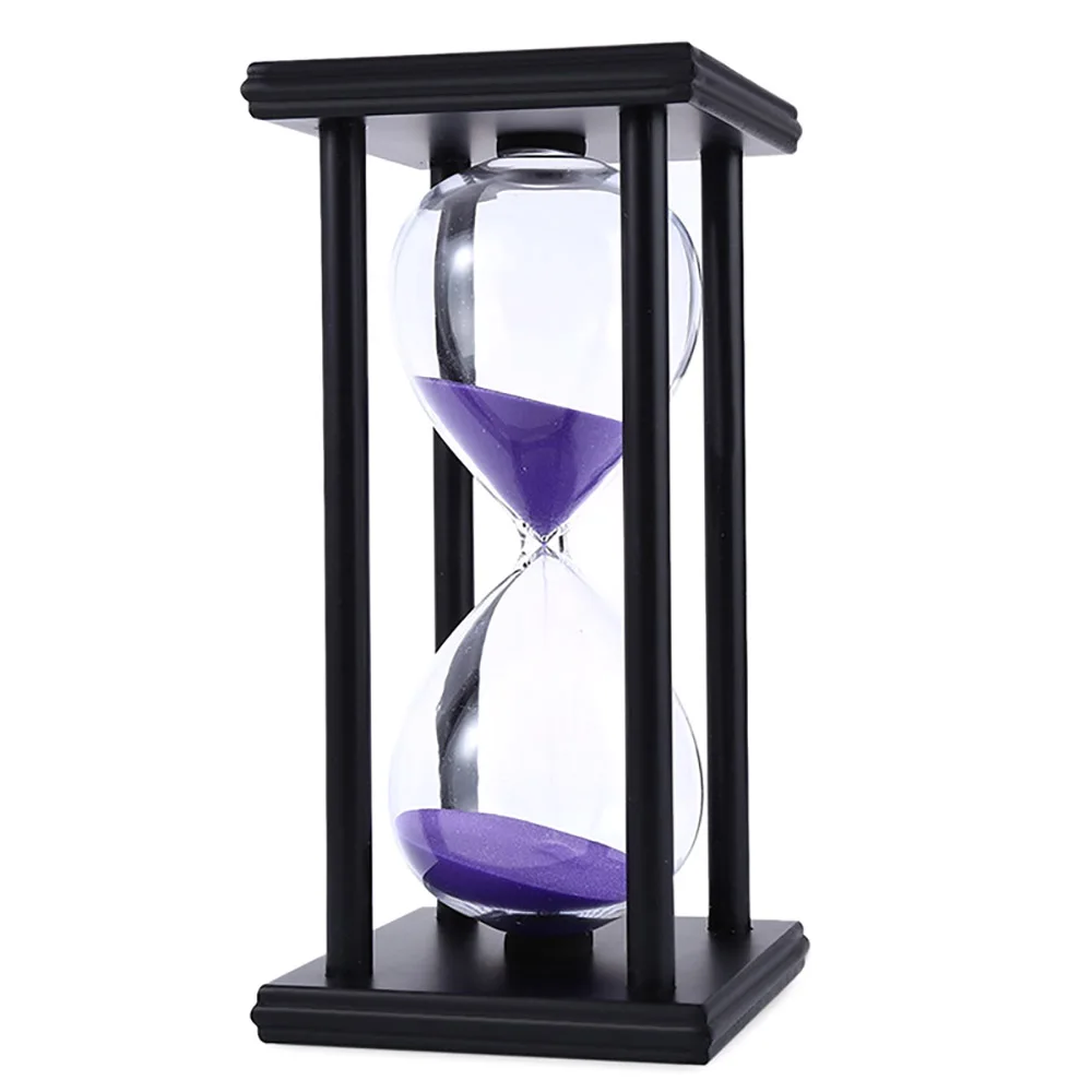 Black Purple 30 минут счетчик времени стеклянные песочные часы ретро деревянные песочные Цветы Часы - Цвет: Black Purple
