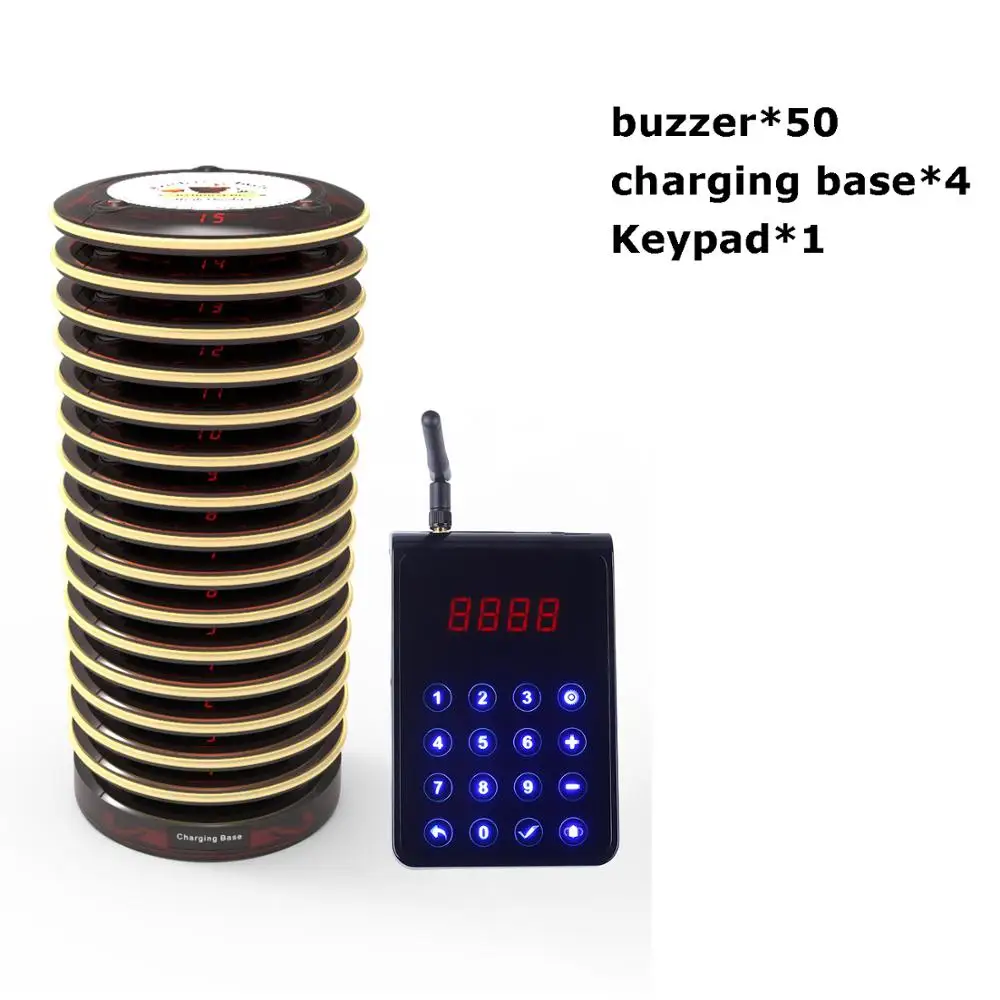 

BYHUBYENG restaurant waiter buzzer systems 50pcs pager with 1 keypad distance 3000m factory outlet wireless queuing pager system