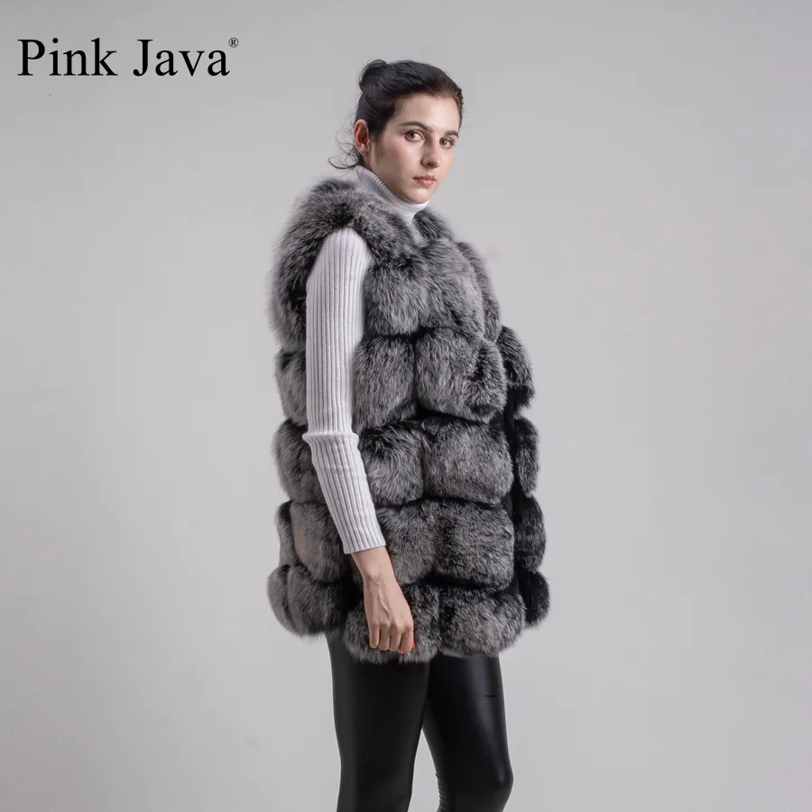 Розовый Java QC8046 горячая Распродажа Жeнскaя зимняя кyрткa натурального меха лисы
