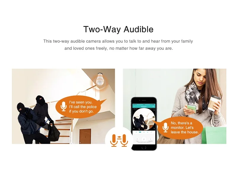 360 Degree Panorama Video Camera Wifi IP Light Bulb Surveillance Cam Recorder 12 8