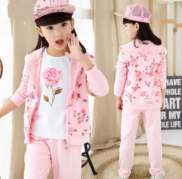 

Children's clothing girls child three piece set spring and autumn set summer sports child 2016 girl clothing set