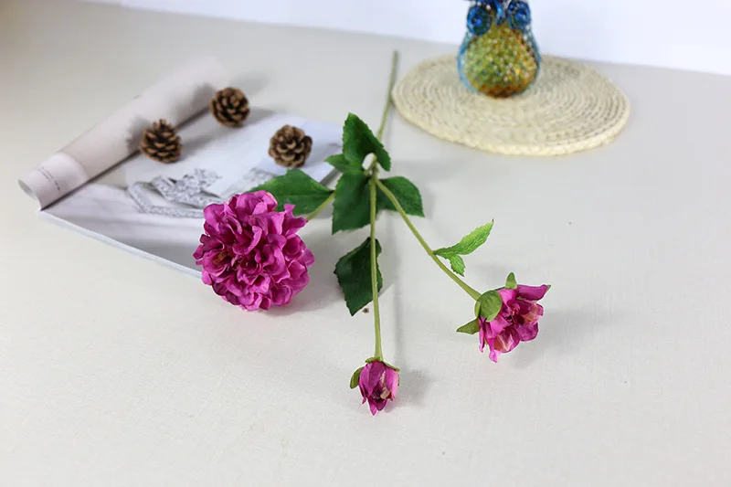 Flone 3 Heads Artificial Paeonia Flower Branch Simulation Silk Flowers Hydrangea Fake Flower Bouquet Home Party Decor Floral (3)