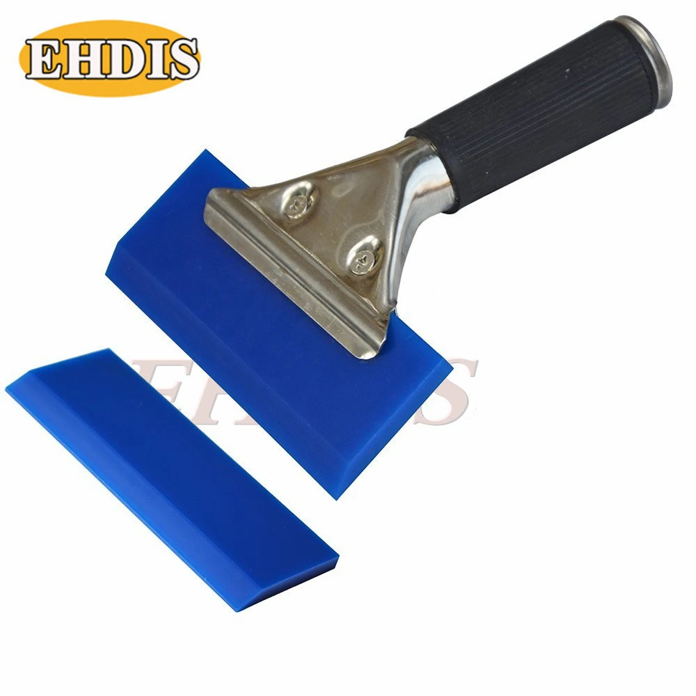 EHDIS Blue Rubber Snow Squeegee Handled Ice Scraper with 1pc Spare